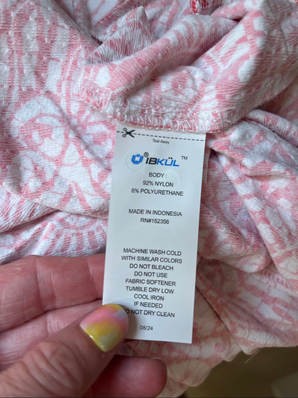NWOT IBKUL Pink & White Printed Polo Dress size Large - Picture 5 of 5